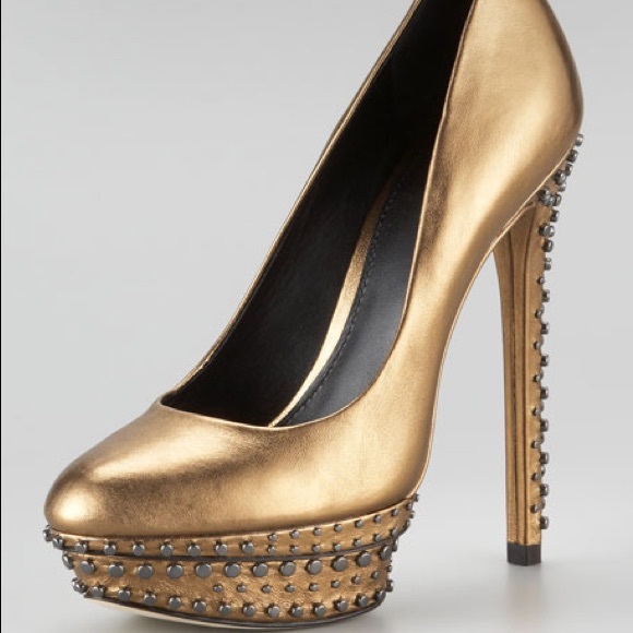 Brian Atwood Gold Studded Pump - Picture 1 of 8